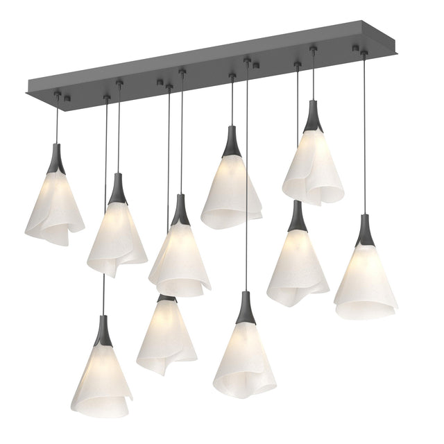 Hubbardton Forge 2022 Black Spun Frost (SH) Standard Mobius 10-Light Pendant