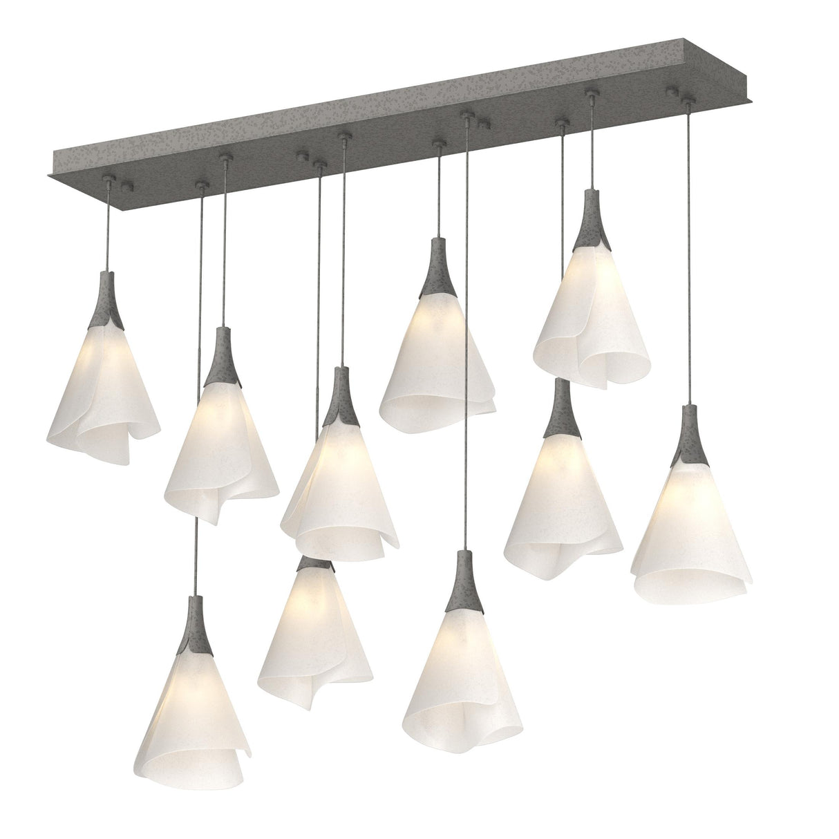 Hubbardton Forge 2022 Natural Iron Spun Frost (SH) Standard Mobius 10-Light Pendant