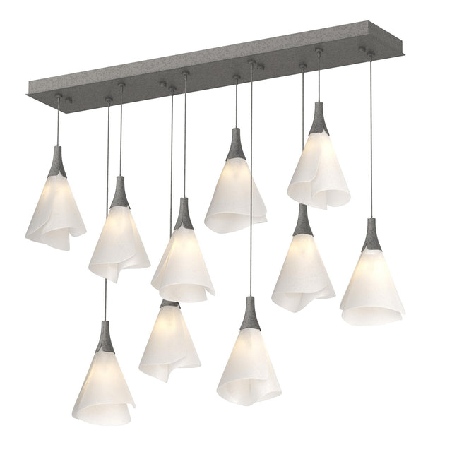 Hubbardton Forge 2022 Natural Iron Spun Frost (SH) Standard Mobius 10-Light Pendant