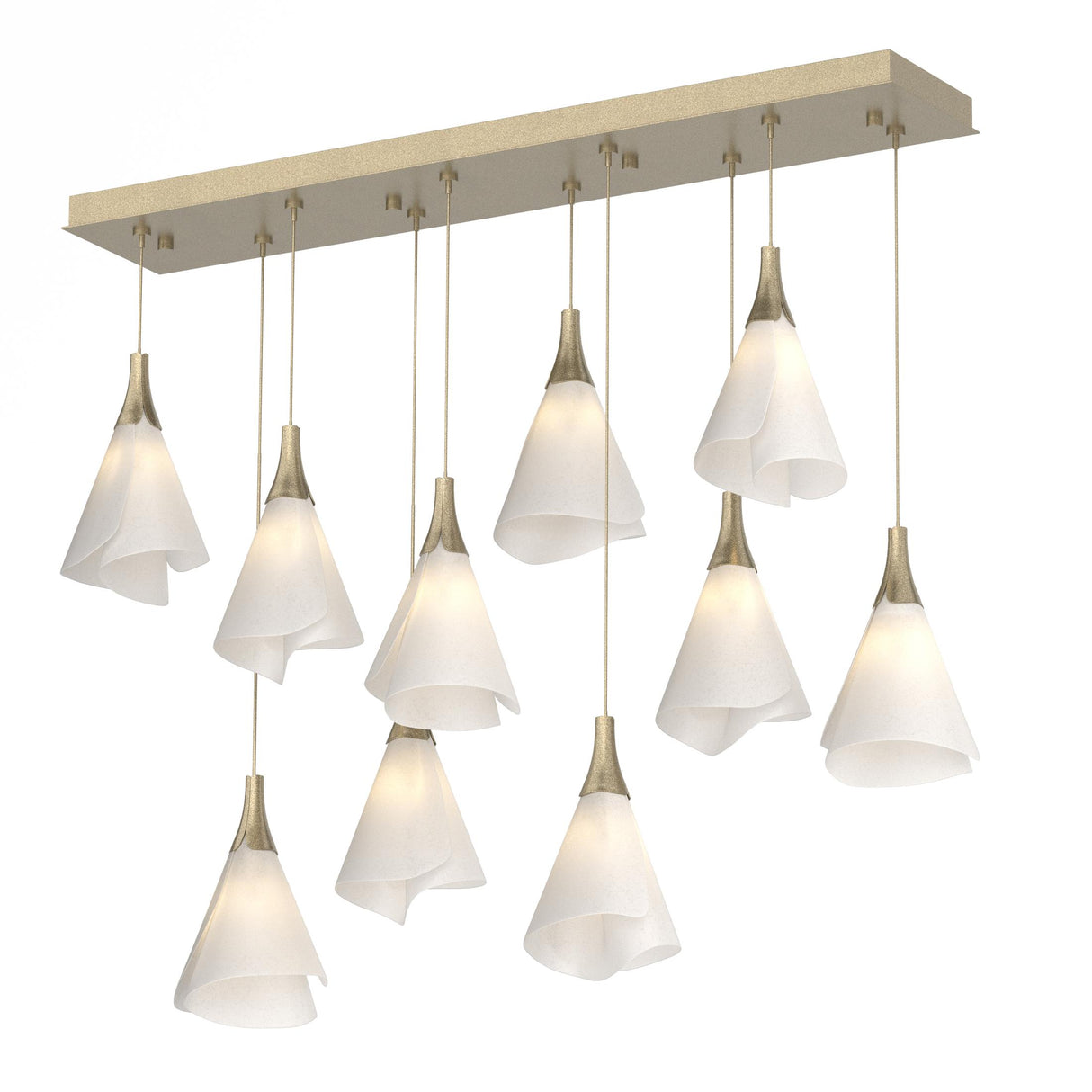 Hubbardton Forge 2022 Soft Gold Spun Frost (SH) Standard Mobius 10-Light Pendant