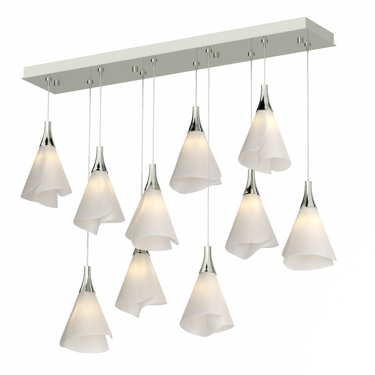 Hubbardton Forge 2022 Sterling Spun Frost (SH) Standard Mobius 10-Light Pendant