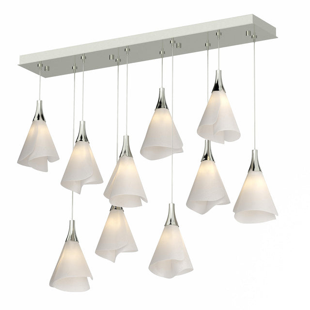 Hubbardton Forge 2022 Sterling Spun Frost (SH) Standard Mobius 10-Light Pendant