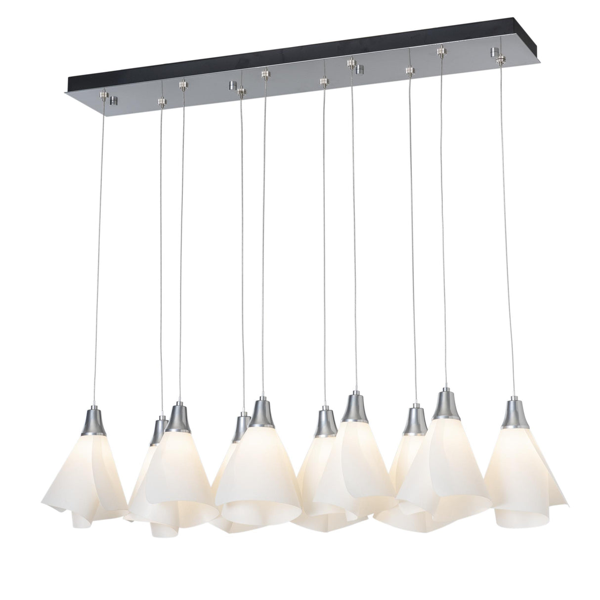 Hubbardton Forge 2022 Sterling Spun Frost (SH) Standard Mobius 10-Light Pendant
