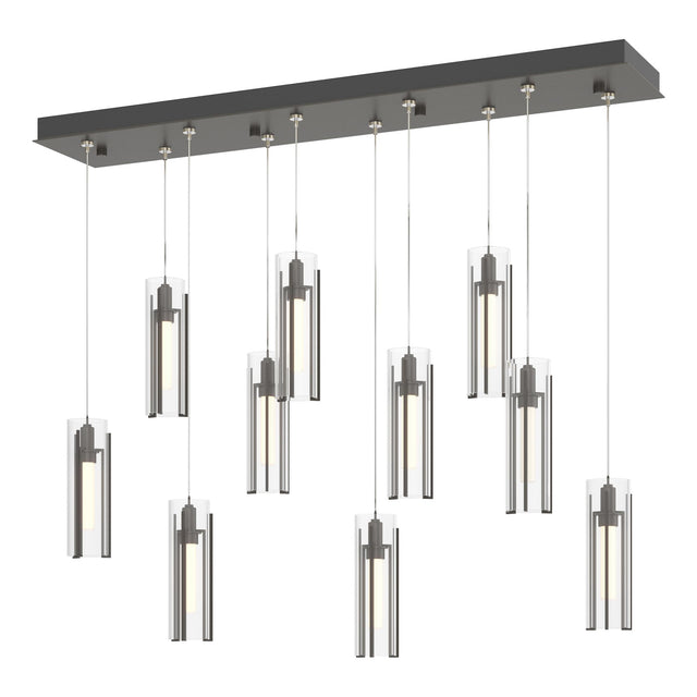 Hubbardton Forge 2022 Dark Smoke Clear Glass (ZM) Standard Exos Glass 10-Light Pendant