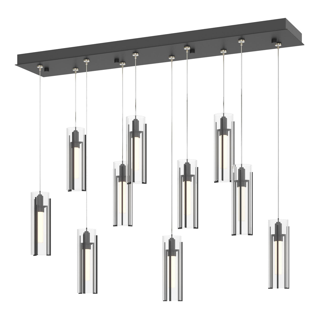 Hubbardton Forge 2022 Black Clear Glass (ZM) Standard Exos Glass 10-Light Pendant