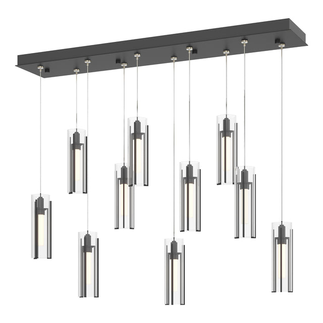 Hubbardton Forge 2022 Black Clear Glass (ZM) Standard Exos Glass 10-Light Pendant