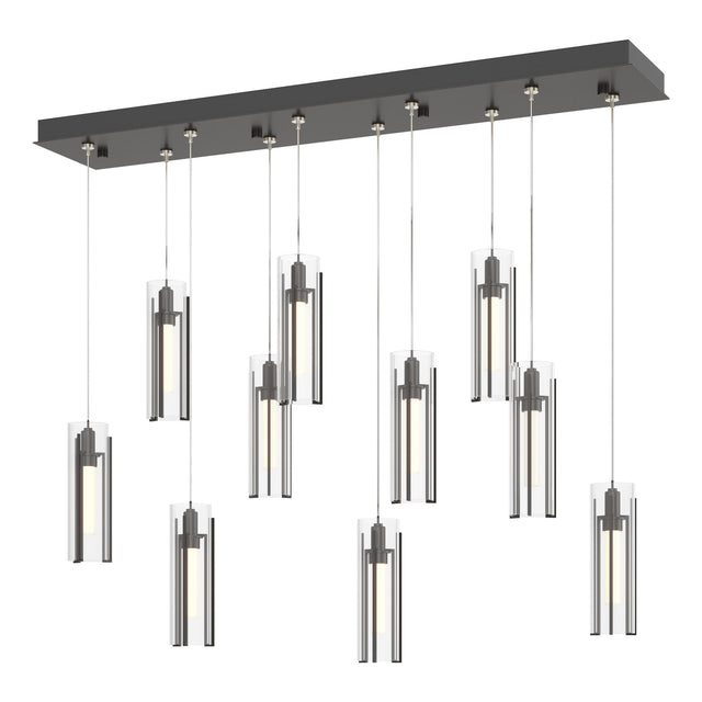 Hubbardton Forge 2022 Oil Rubbed Bronze Clear Glass (ZM) Standard Exos Glass 10-Light Pendant