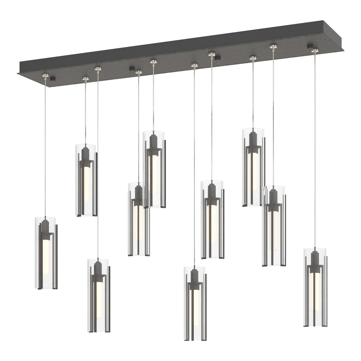 Hubbardton Forge 2022 Natural Iron Clear Glass (ZM) Standard Exos Glass 10-Light Pendant