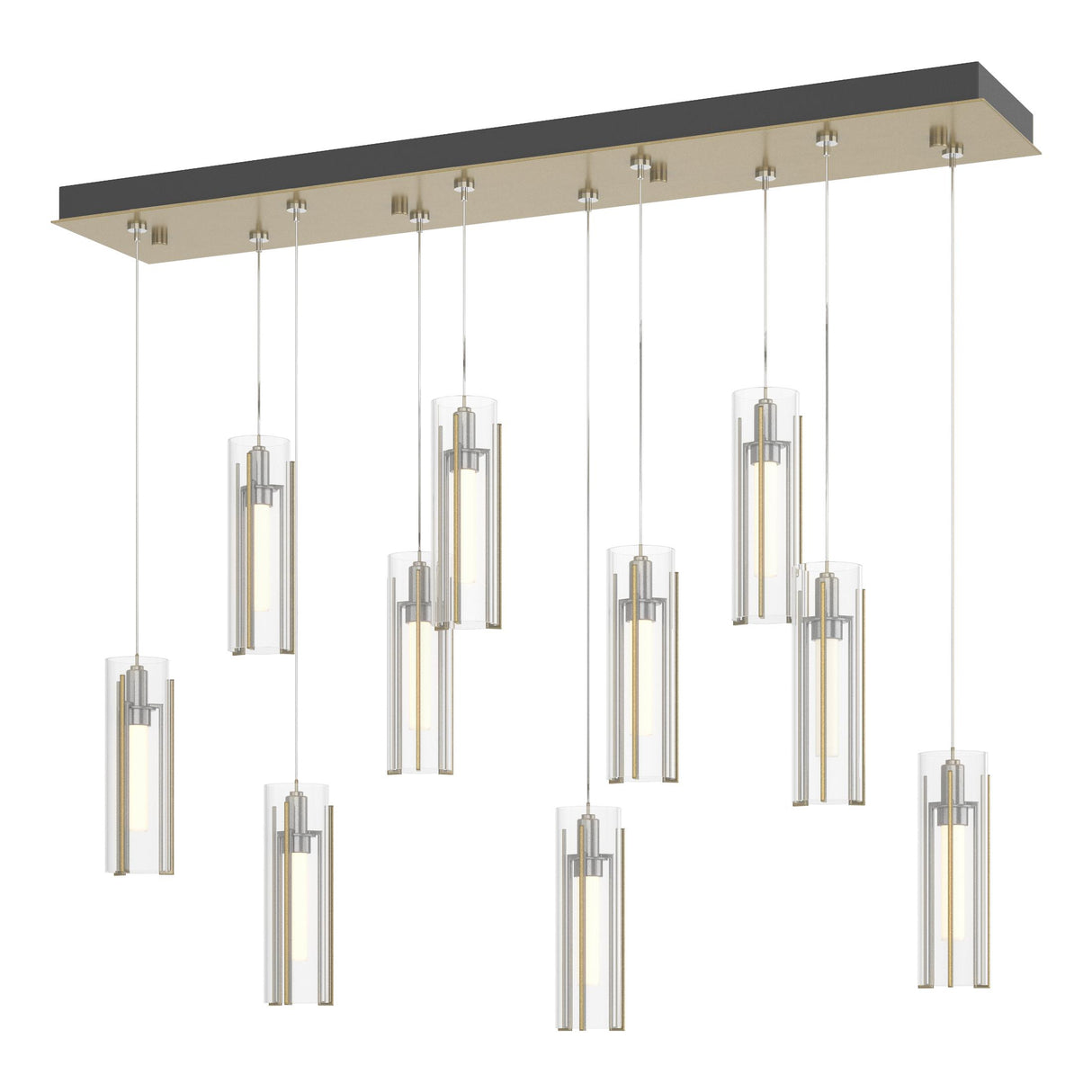 Hubbardton Forge 2022 Modern Brass Clear Glass (ZM) Standard Exos Glass 10-Light Pendant