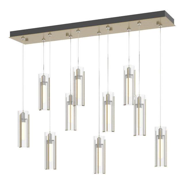 Hubbardton Forge 2022 Modern Brass Clear Glass (ZM) Standard Exos Glass 10-Light Pendant