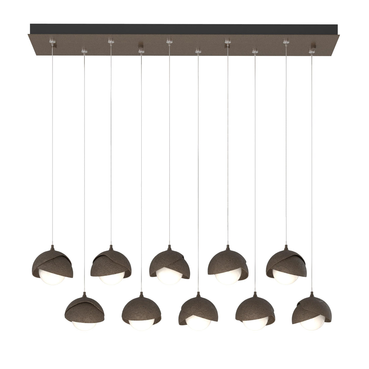 Hubbardton Forge 2022 Bronze Bronze Opal Glass (GG) Standard Brooklyn 10-Light Double Shade Pendant