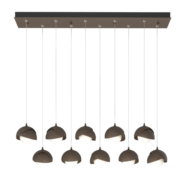 Hubbardton Forge 2022 Bronze Bronze Opal Glass (GG) Standard Brooklyn 10-Light Double Shade Pendant