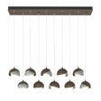 Hubbardton Forge 2022 Bronze Vintage Platinum Opal Glass (GG) Standard Brooklyn 10-Light Double Shade Pendant