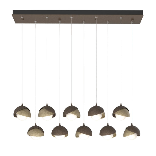 Hubbardton Forge 2022 Bronze Soft Gold Opal Glass (GG) Standard Brooklyn 10-Light Double Shade Pendant
