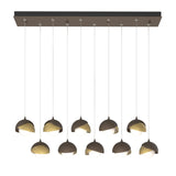 Hubbardton Forge 2022 Bronze Modern Brass Opal Glass (GG) Standard Brooklyn 10-Light Double Shade Pendant