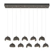 Hubbardton Forge 2022 Dark Smoke Dark Smoke Opal Glass (GG) Standard Brooklyn 10-Light Double Shade Pendant