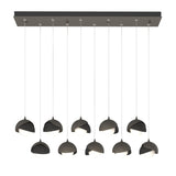 Hubbardton Forge 2022 Dark Smoke Black Opal Glass (GG) Standard Brooklyn 10-Light Double Shade Pendant