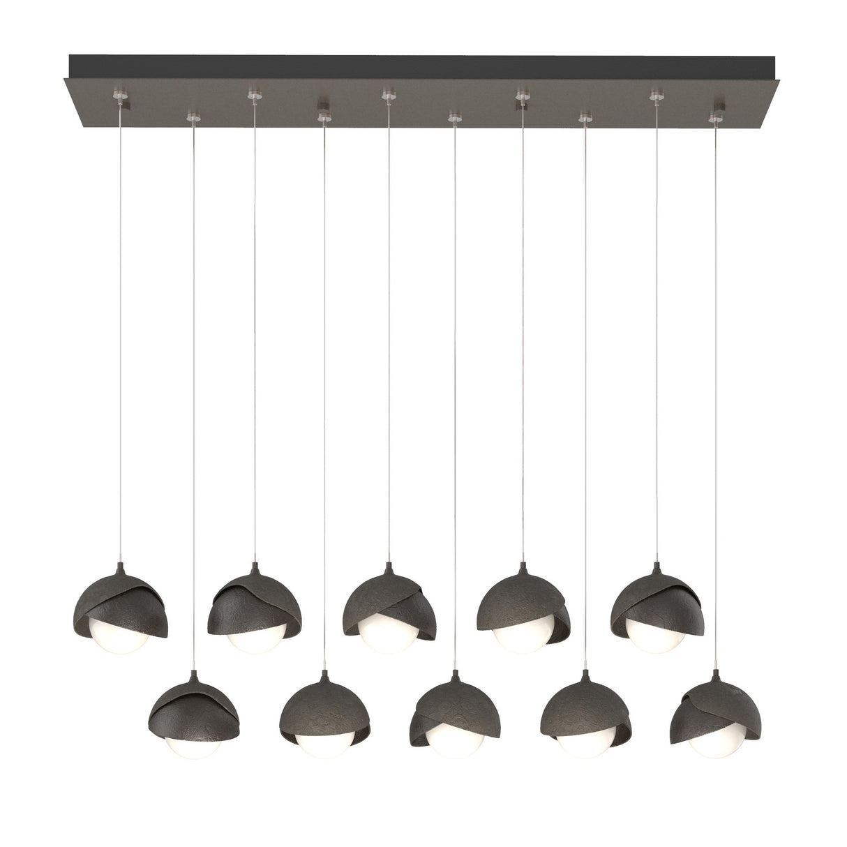 Hubbardton Forge 2022 Dark Smoke Oil Rubbed Bronze Opal Glass (GG) Standard Brooklyn 10-Light Double Shade Pendant