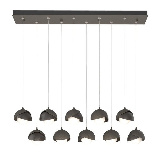 Hubbardton Forge 2022 Dark Smoke Oil Rubbed Bronze Opal Glass (GG) Standard Brooklyn 10-Light Double Shade Pendant