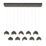 Hubbardton Forge 2022 Dark Smoke Natural Iron Opal Glass (GG) Standard Brooklyn 10-Light Double Shade Pendant