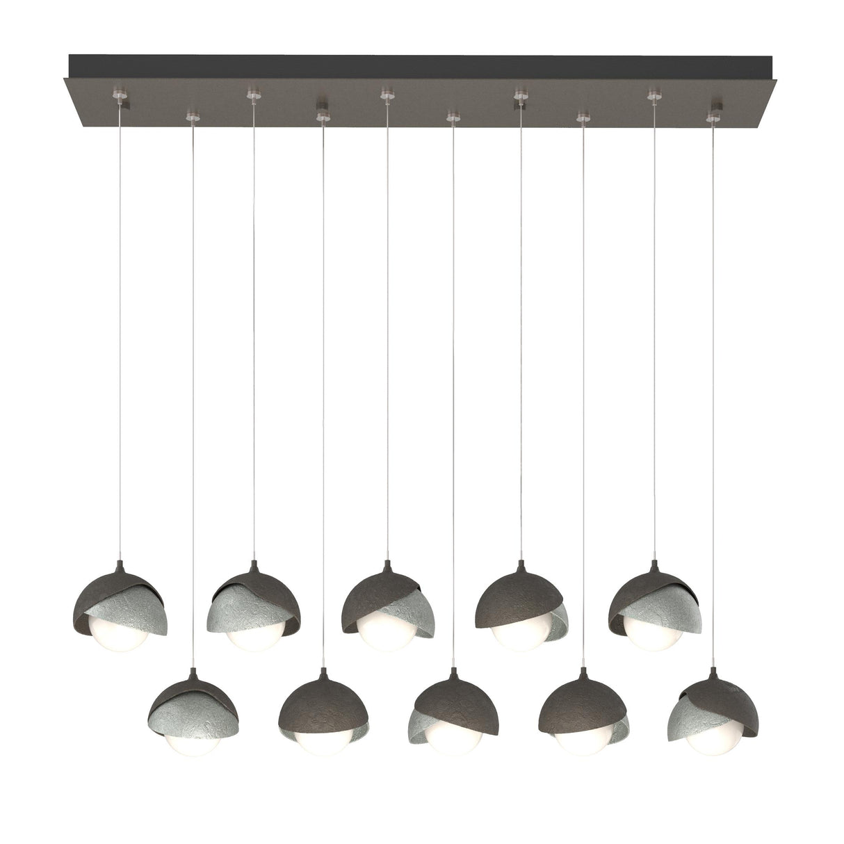 Hubbardton Forge 2022 Dark Smoke Vintage Platinum Opal Glass (GG) Standard Brooklyn 10-Light Double Shade Pendant