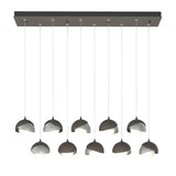 Hubbardton Forge 2022 Dark Smoke Vintage Platinum Opal Glass (GG) Standard Brooklyn 10-Light Double Shade Pendant