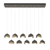 Hubbardton Forge 2022 Dark Smoke Soft Gold Opal Glass (GG) Standard Brooklyn 10-Light Double Shade Pendant