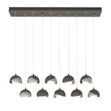Hubbardton Forge 2022 Dark Smoke Sterling Opal Glass (GG) Standard Brooklyn 10-Light Double Shade Pendant