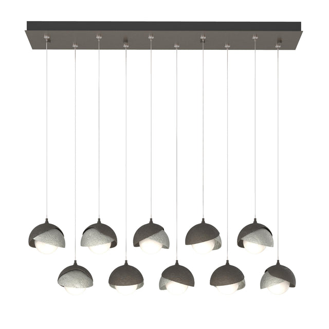 Hubbardton Forge 2022 Dark Smoke Sterling Opal Glass (GG) Standard Brooklyn 10-Light Double Shade Pendant