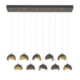 Hubbardton Forge 2022 Dark Smoke Modern Brass Opal Glass (GG) Standard Brooklyn 10-Light Double Shade Pendant