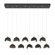 Hubbardton Forge 2022 Black Bronze Opal Glass (GG) Standard Brooklyn 10-Light Double Shade Pendant