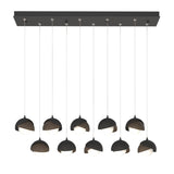 Hubbardton Forge 2022 Black Bronze Opal Glass (GG) Standard Brooklyn 10-Light Double Shade Pendant
