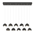 Hubbardton Forge 2022 Black Dark Smoke Opal Glass (GG) Standard Brooklyn 10-Light Double Shade Pendant