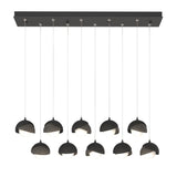 Hubbardton Forge 2022 Black Dark Smoke Opal Glass (GG) Standard Brooklyn 10-Light Double Shade Pendant