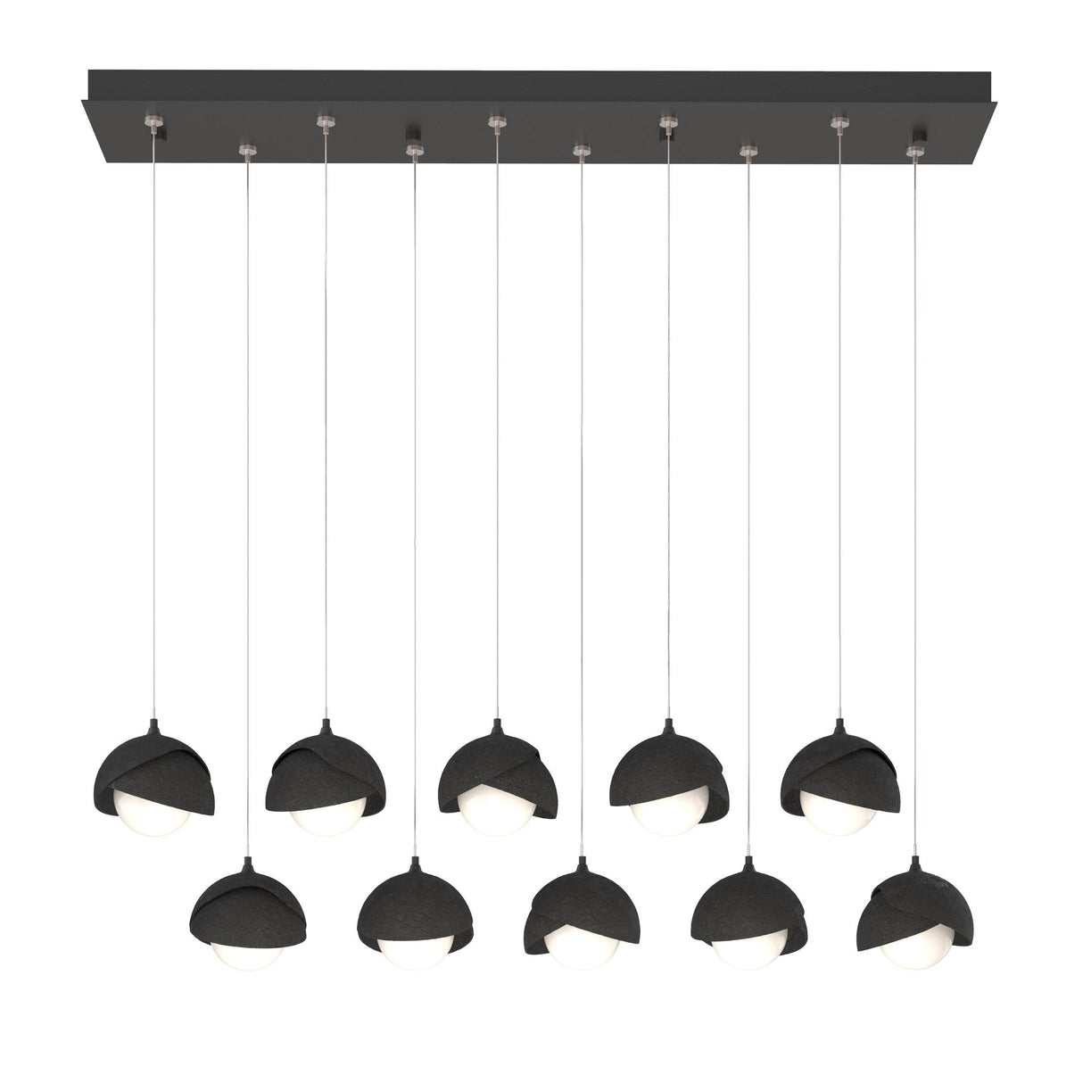 Hubbardton Forge 2022 Black Black Opal Glass (GG) Standard Brooklyn 10-Light Double Shade Pendant