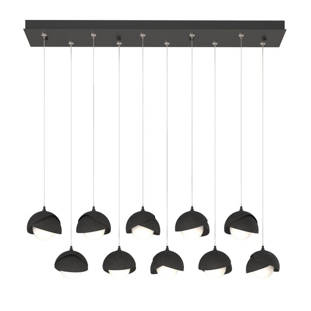 Hubbardton Forge 2022 Black Black Opal Glass (GG) Standard Brooklyn 10-Light Double Shade Pendant