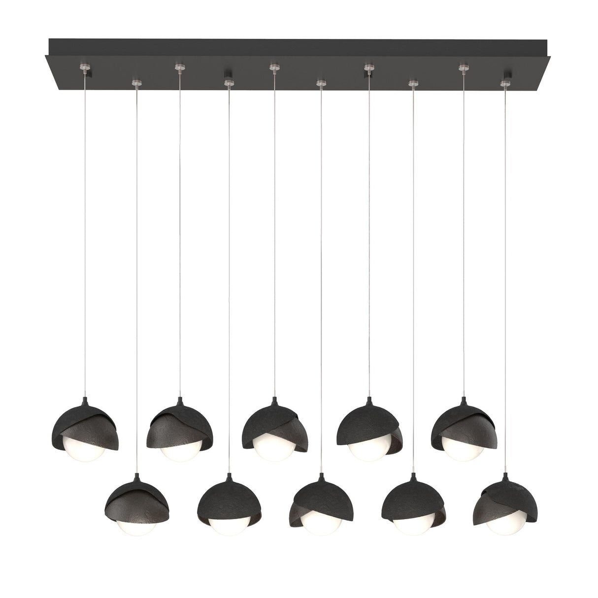 Hubbardton Forge 2022 Black Oil Rubbed Bronze Opal Glass (GG) Standard Brooklyn 10-Light Double Shade Pendant