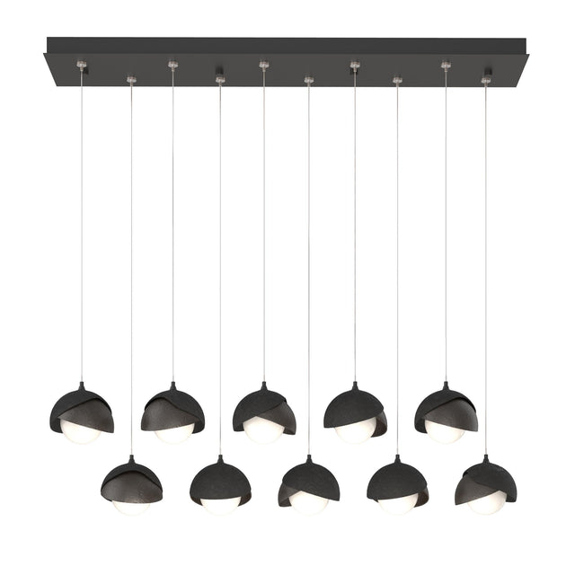 Hubbardton Forge 2022 Black Oil Rubbed Bronze Opal Glass (GG) Standard Brooklyn 10-Light Double Shade Pendant