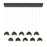 Hubbardton Forge 2022 Black Natural Iron Opal Glass (GG) Standard Brooklyn 10-Light Double Shade Pendant