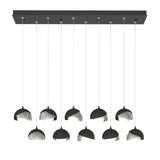 Hubbardton Forge 2022 Black Vintage Platinum Opal Glass (GG) Standard Brooklyn 10-Light Double Shade Pendant
