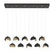 Hubbardton Forge 2022 Black Soft Gold Opal Glass (GG) Standard Brooklyn 10-Light Double Shade Pendant