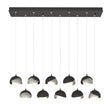 Hubbardton Forge 2022 Black Sterling Opal Glass (GG) Standard Brooklyn 10-Light Double Shade Pendant