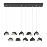 Hubbardton Forge 2022 Black Sterling Opal Glass (GG) Standard Brooklyn 10-Light Double Shade Pendant