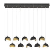 Hubbardton Forge 2022 Black Modern Brass Opal Glass (GG) Standard Brooklyn 10-Light Double Shade Pendant