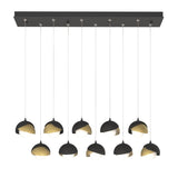 Hubbardton Forge 2022 Black Modern Brass Opal Glass (GG) Standard Brooklyn 10-Light Double Shade Pendant