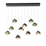 Hubbardton Forge 2022 Black Modern Brass Opal Glass (GG) Standard Brooklyn 10-Light Double Shade Pendant