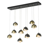 Hubbardton Forge 2022 Black Modern Brass Opal Glass (GG) Standard Brooklyn 10-Light Double Shade Pendant