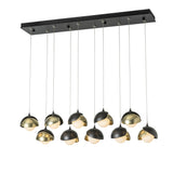 Hubbardton Forge 2022 Black Modern Brass Opal Glass (GG) Standard Brooklyn 10-Light Double Shade Pendant