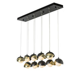 Hubbardton Forge 2022 Black Modern Brass Opal Glass (GG) Standard Brooklyn 10-Light Double Shade Pendant