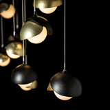 Hubbardton Forge 2022 Black Modern Brass Opal Glass (GG) Standard Brooklyn 10-Light Double Shade Pendant